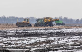 Bulldozer trekt aardappelrooier vooruit: 'Zo maken we het minst kapot'